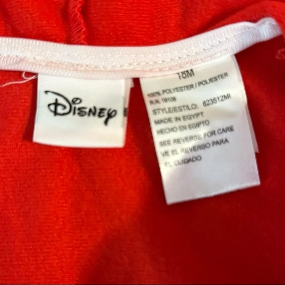 Disney Minnie Mouse Red Zip-Up Hoodie Toddler 18M 2012 Early 2010s Bentex